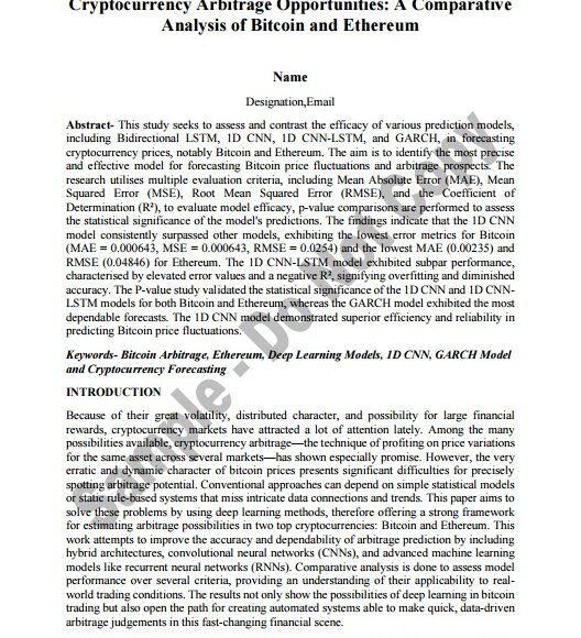 Cryptocurrency Arbitrage Prediction Using Deep Learning Scopus Preview